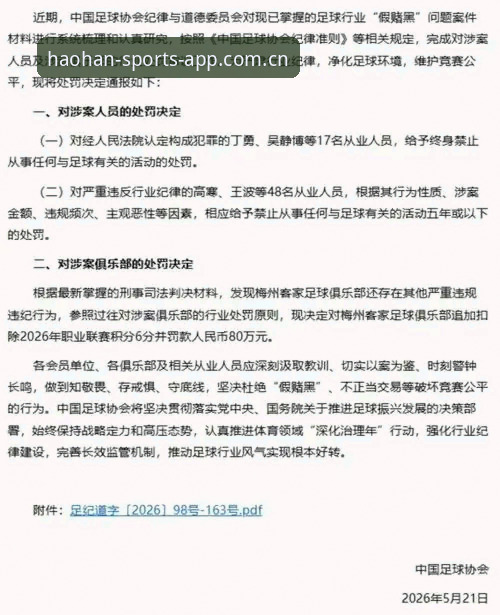 中国足协第三批禁足名单详解：17人终身禁赛48人受罚